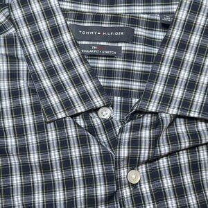 Tommy Hilfiger TH Flex Regular Fit Stretch XL 17 34/35 Long Sleeve Plaid Shirt